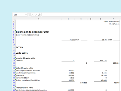 Speedbooks Jaarrekening Excel